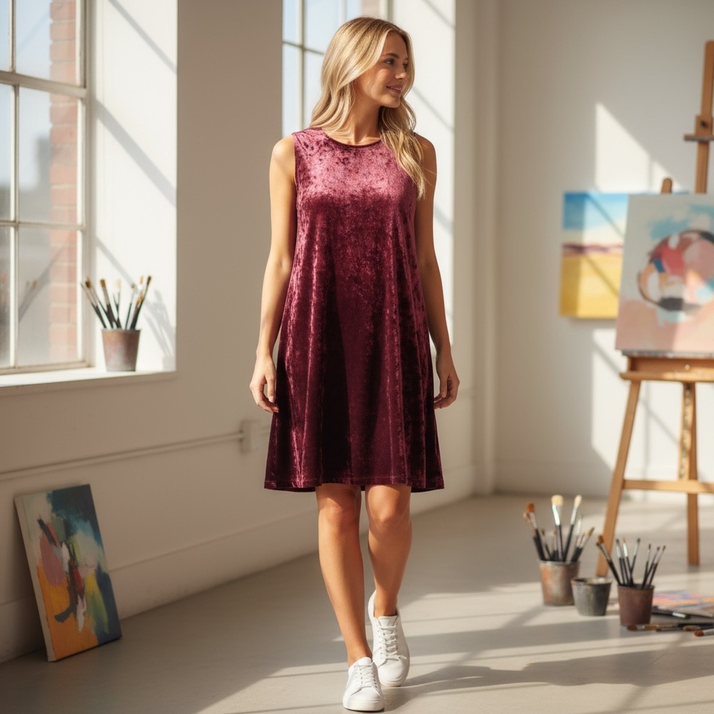 BCBGeneration | Burgundy Velvet Dress Size Medium - Picture 3 of 16